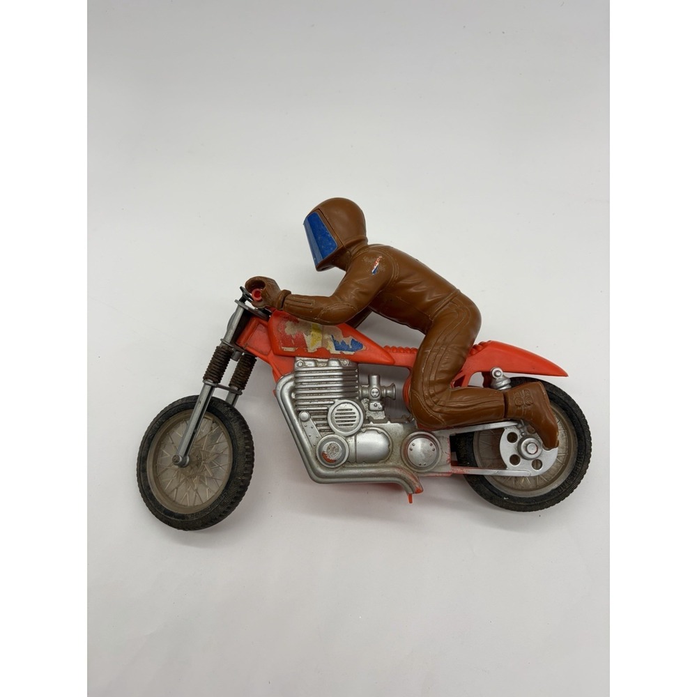 Vintage 1973 Mattel ELECTRIC HOG Triple Threat Motorcycle Stunt Bike Brown Suit